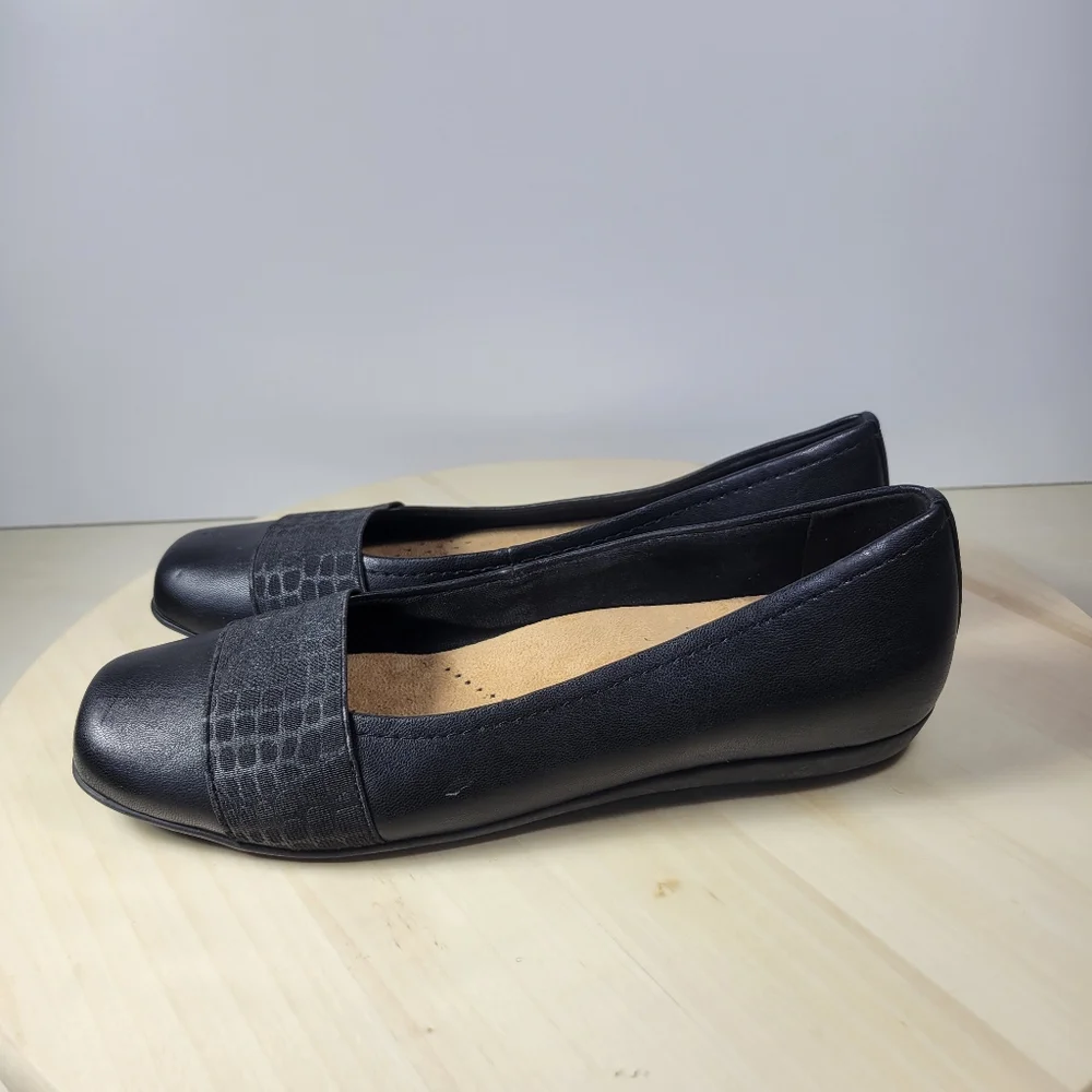 Trotters Samantha Flat Black Square Toe Ballet Flats Croc Women's Size 7.5‎ M - Picture 3 of 11